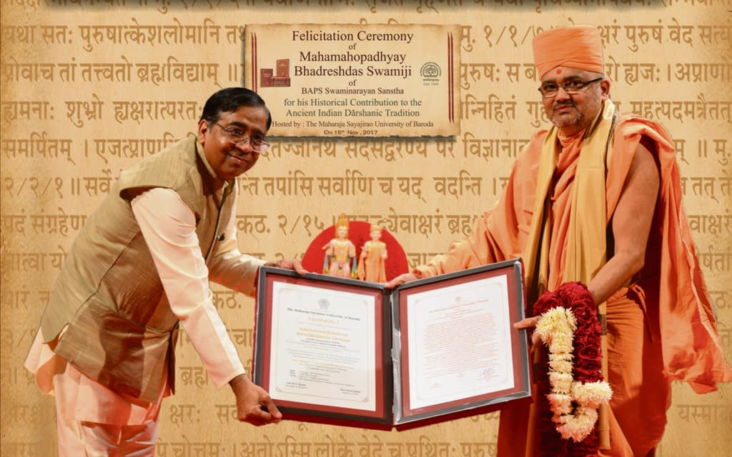 27 Universities Honour Mahamahopadhyaya Swami Bhadreshdasji Bhakti vidya purna swami is a person of high integrity who had traveled a long way to find a spiritual framework in which he could live happily.