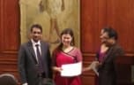 Alyssa McVey, winner of the Hindi debate and speech competition 